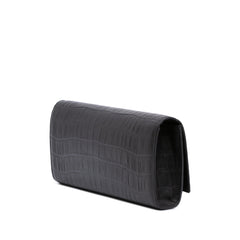 Croc Embossed Leather Monogram Cassandre Clutch