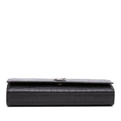 Croc Embossed Leather Monogram Cassandre Clutch