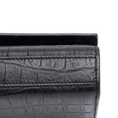 Croc Embossed Leather Monogram Cassandre Clutch