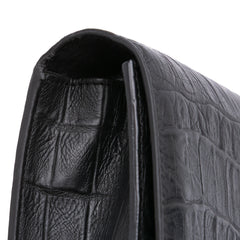 Croc Embossed Leather Monogram Cassandre Clutch