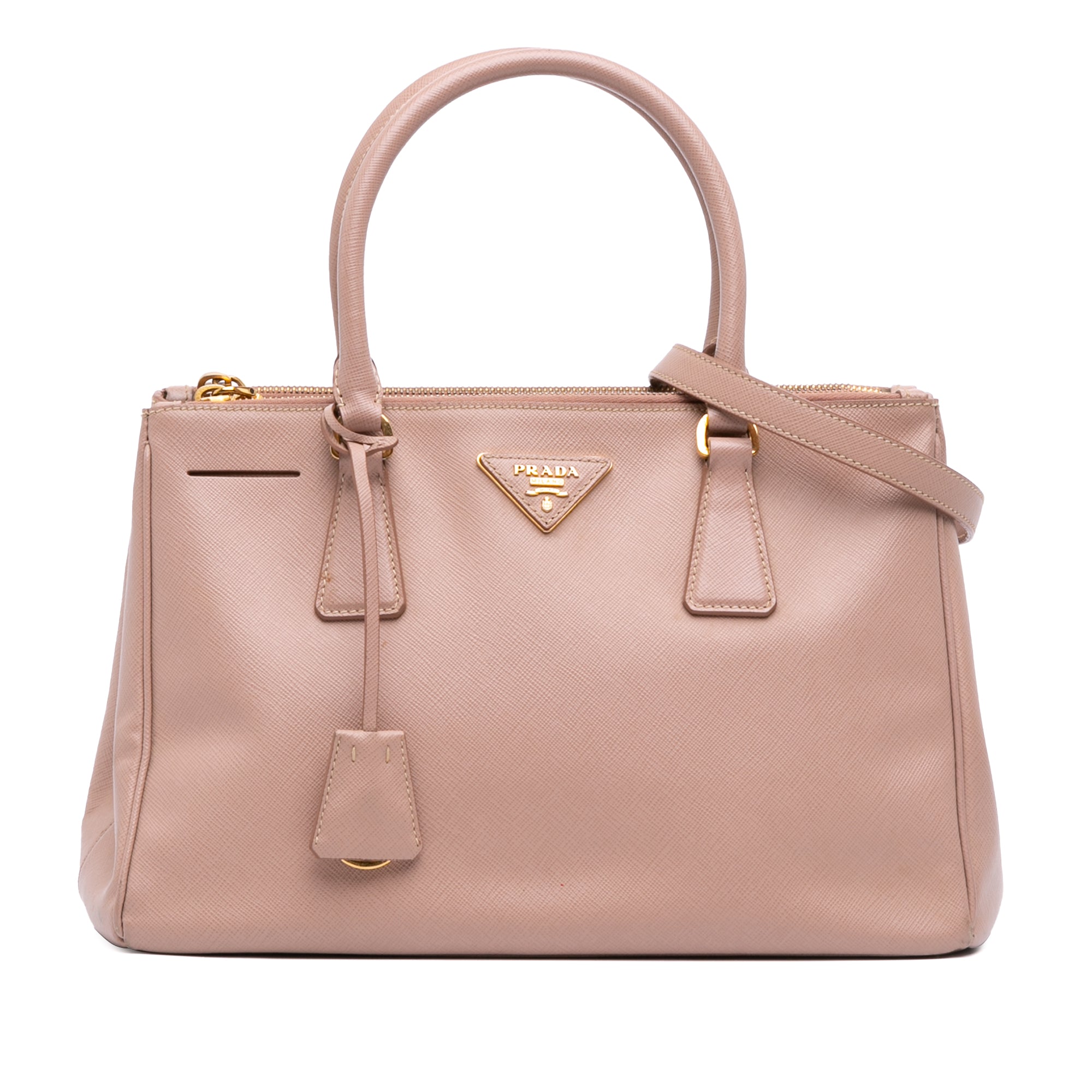 Large Saffiano Lux Galleria Double Zip Satchel
