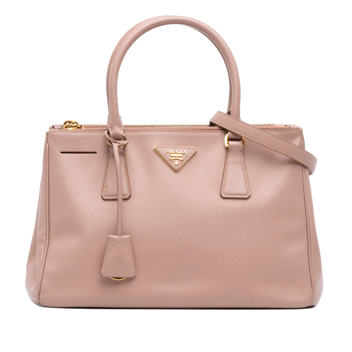 Large Saffiano Lux Galleria Double Zip Satchel