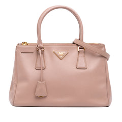 Large Saffiano Lux Galleria Double Zip Satchel