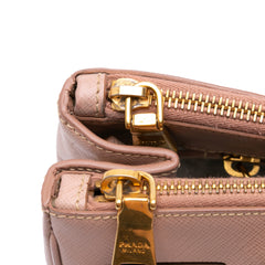 Large Saffiano Lux Galleria Double Zip Satchel