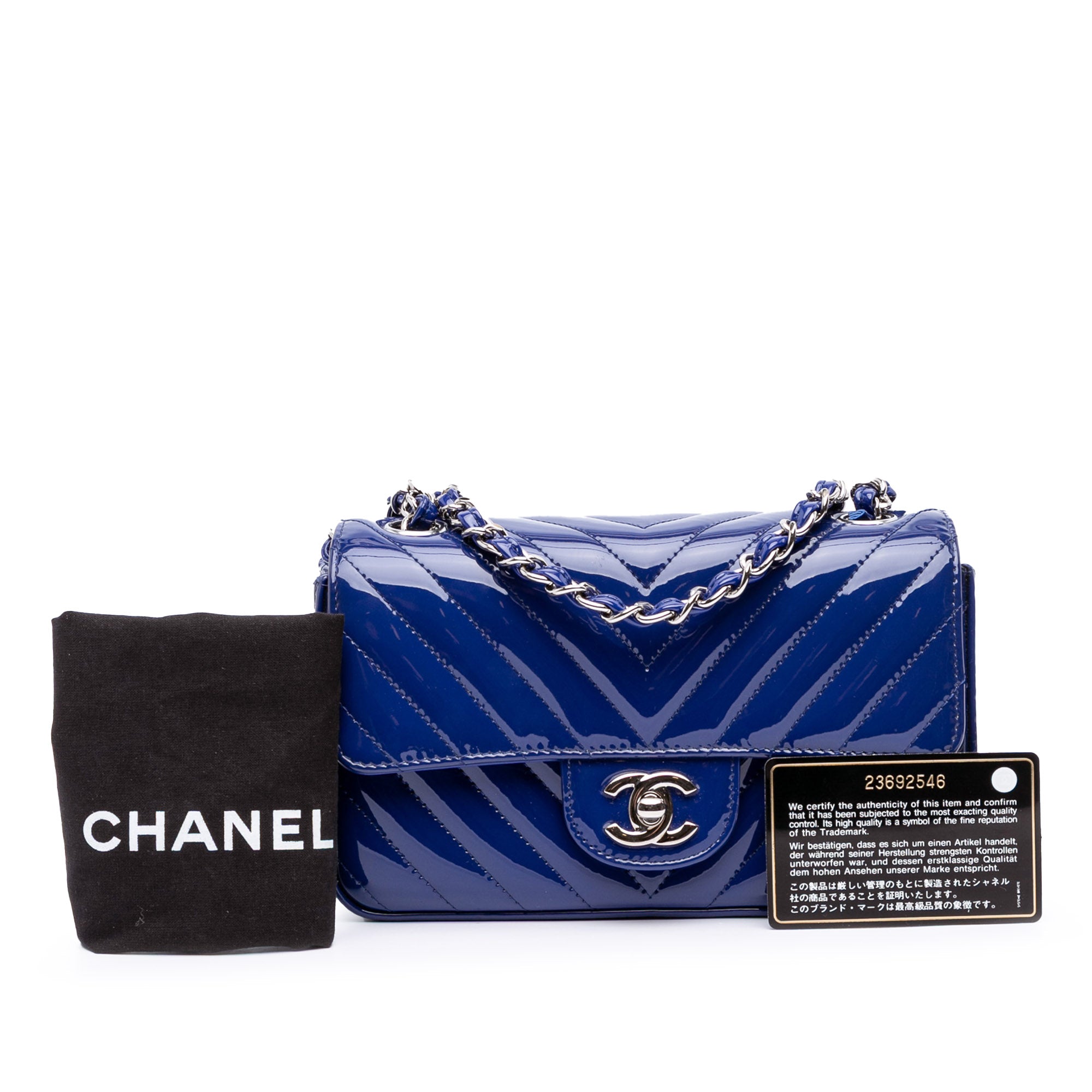 Mini Rectangular Classic Chevron Patent Single Flap