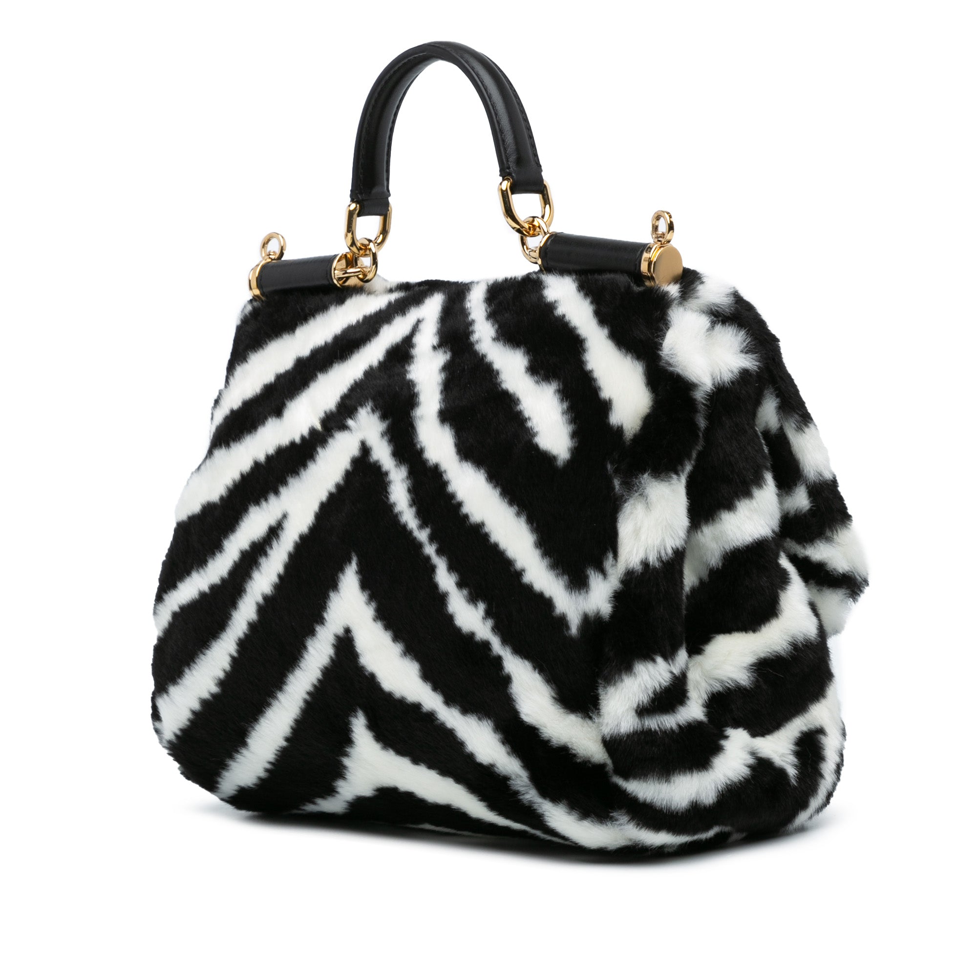 Medium Faux Fur Zebra Print Miss Sicily Satchel