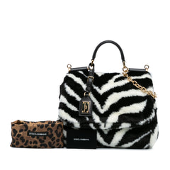 Medium Faux Fur Zebra Print Miss Sicily Satchel