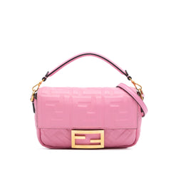 Mini Zucca Embossed Leather Baguette Satchel