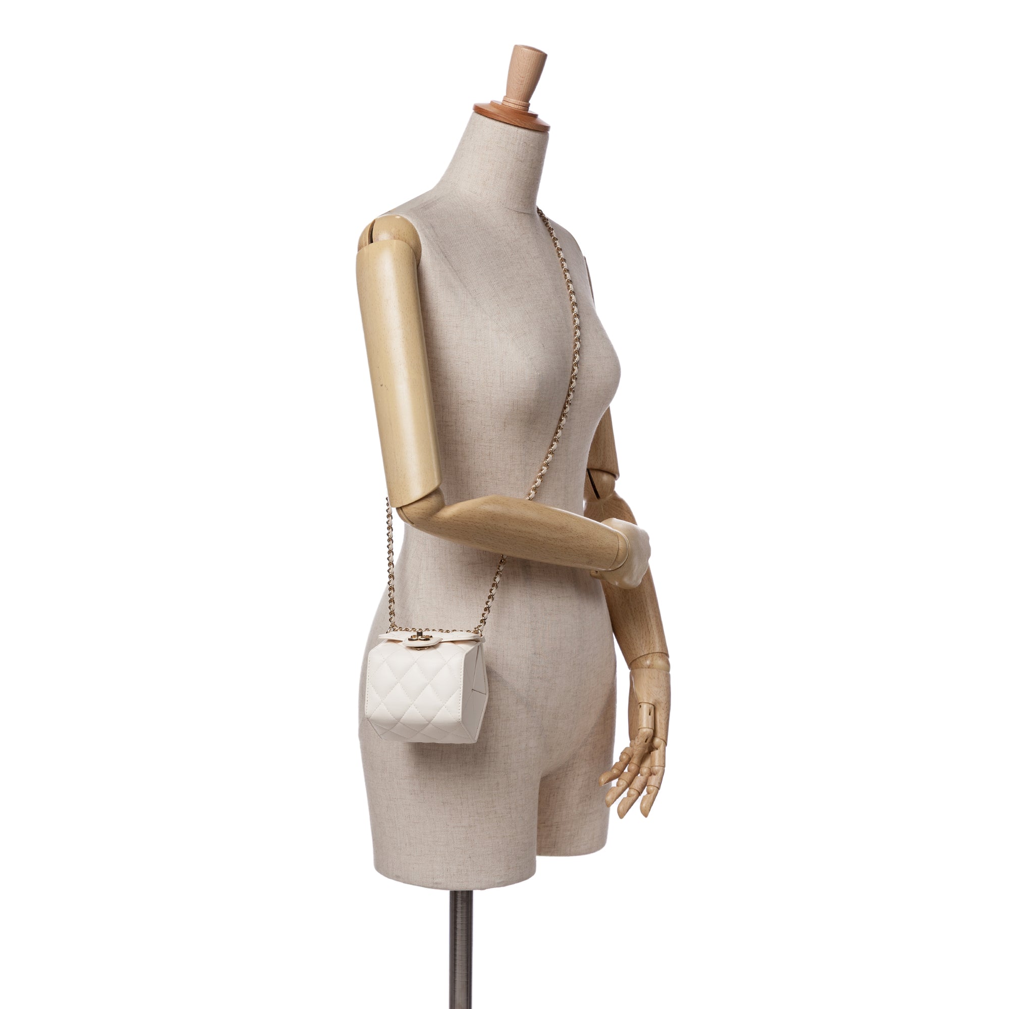 Quilted Lambskin Foldable Jewelry Box with Chain