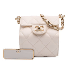 Quilted Lambskin Foldable Jewelry Box with Chain