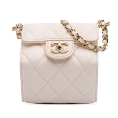 Quilted Lambskin Foldable Jewelry Box with Chain