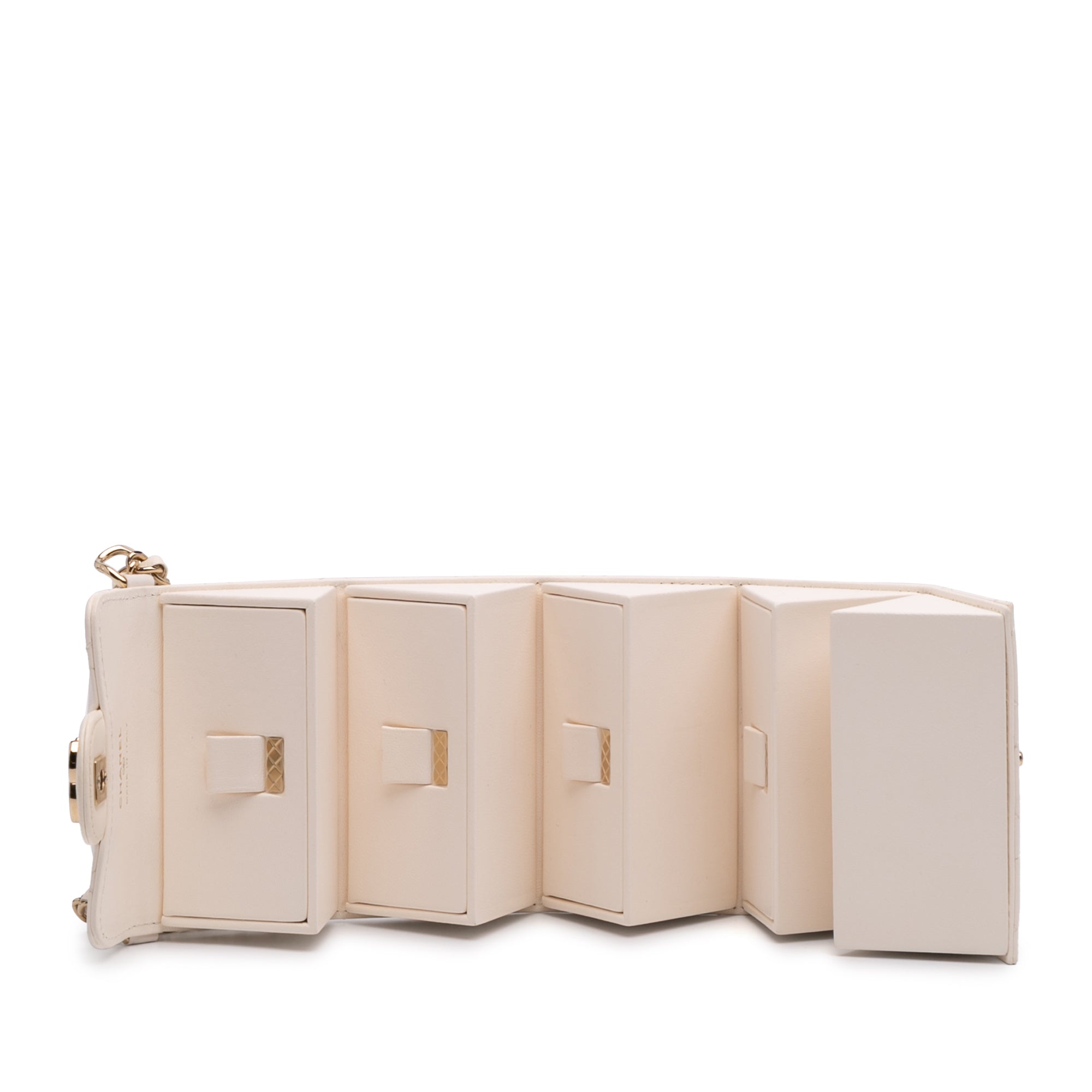 Quilted Lambskin Foldable Jewelry Box with Chain