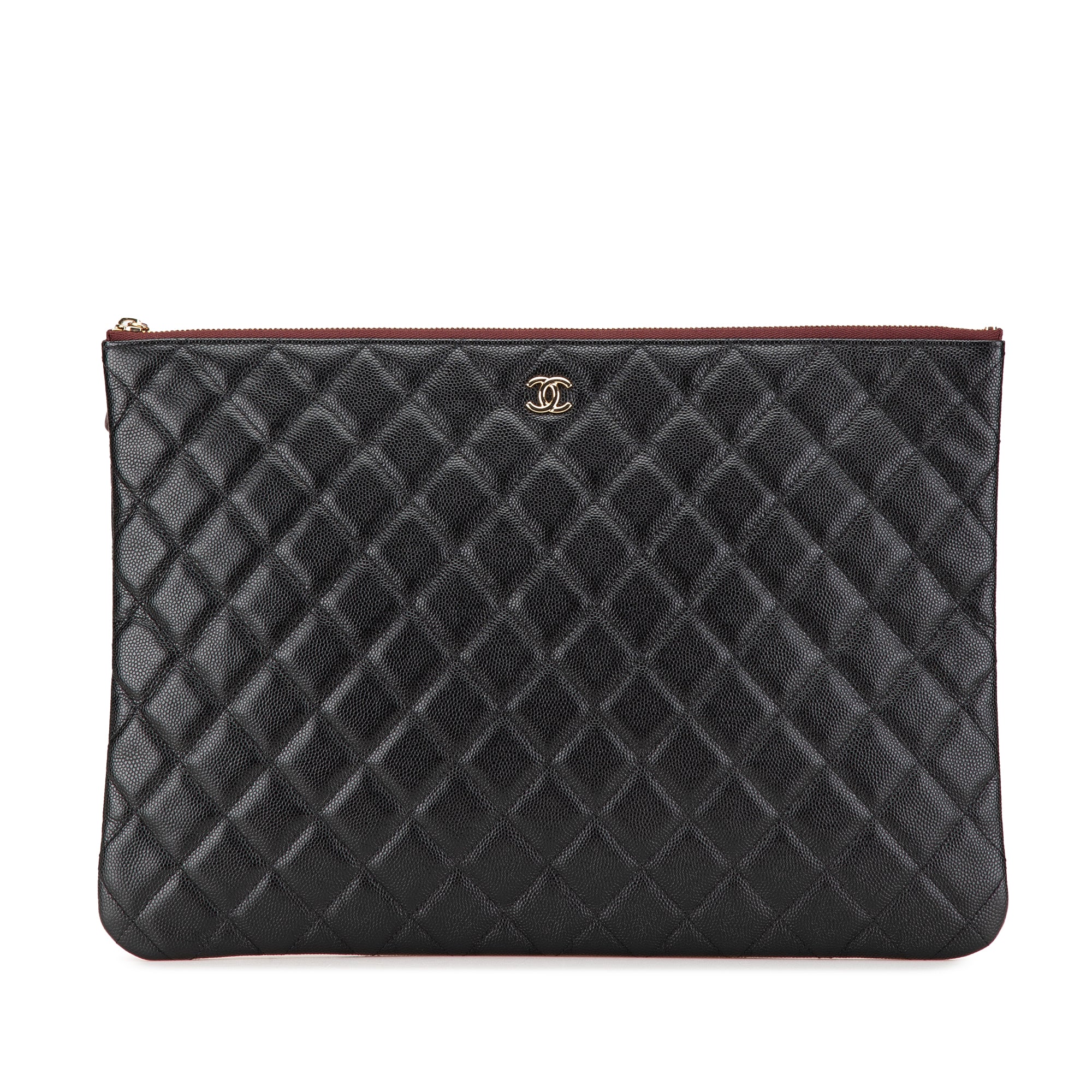 Large Quilted Caviar Cosmetic Case