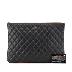 Large Quilted Caviar Cosmetic Case