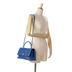 Small Caviar Chevron Coco Top Handle Bag