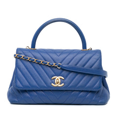 Small Caviar Chevron Coco Top Handle Bag