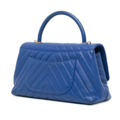Small Caviar Chevron Coco Top Handle Bag