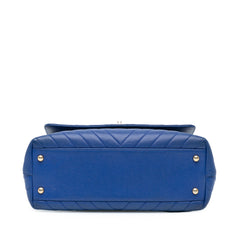 Small Caviar Chevron Coco Top Handle Bag