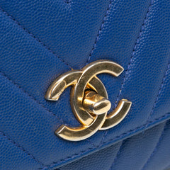 Small Caviar Chevron Coco Top Handle Bag