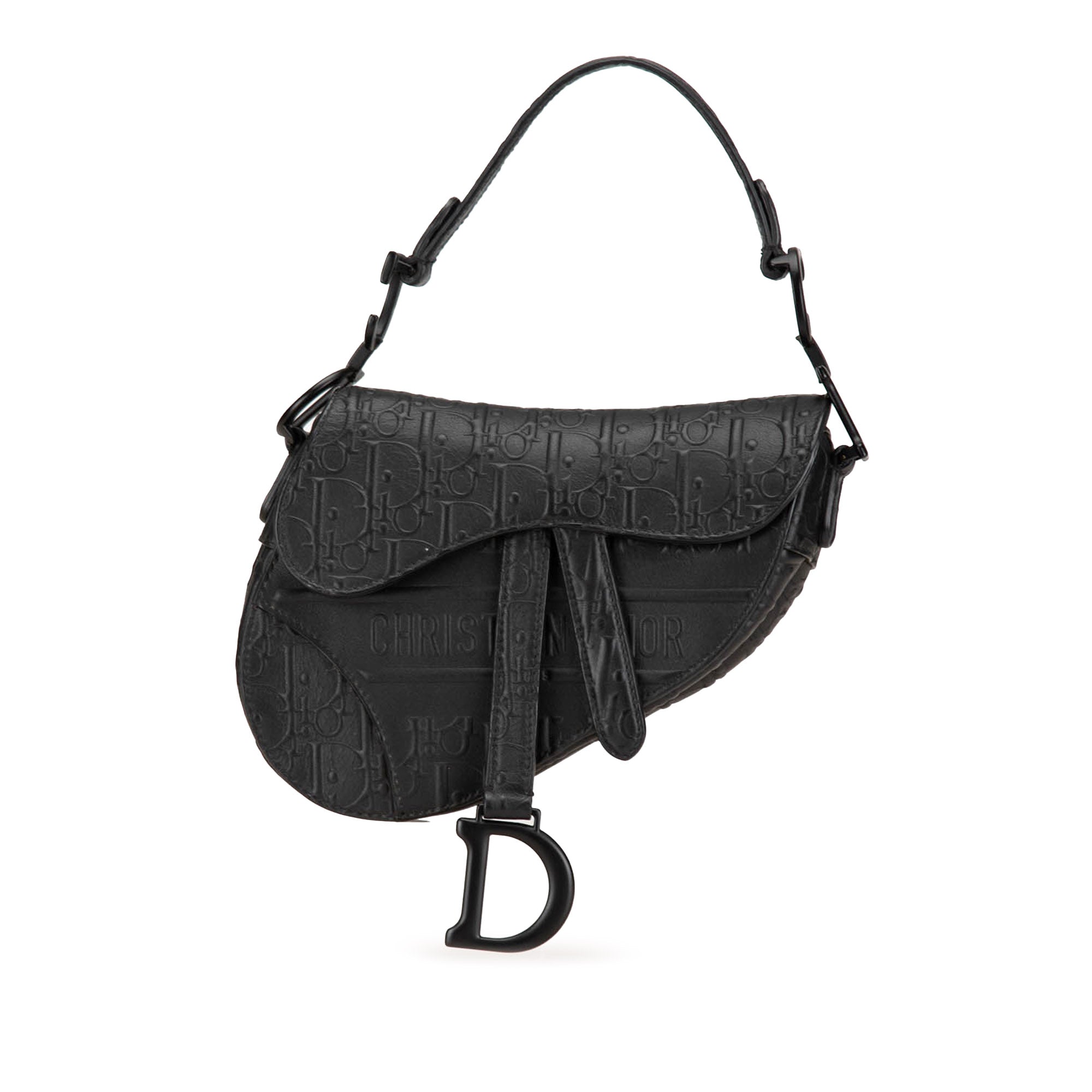 Mini Embossed Calfskin Oblique Saddle Bag