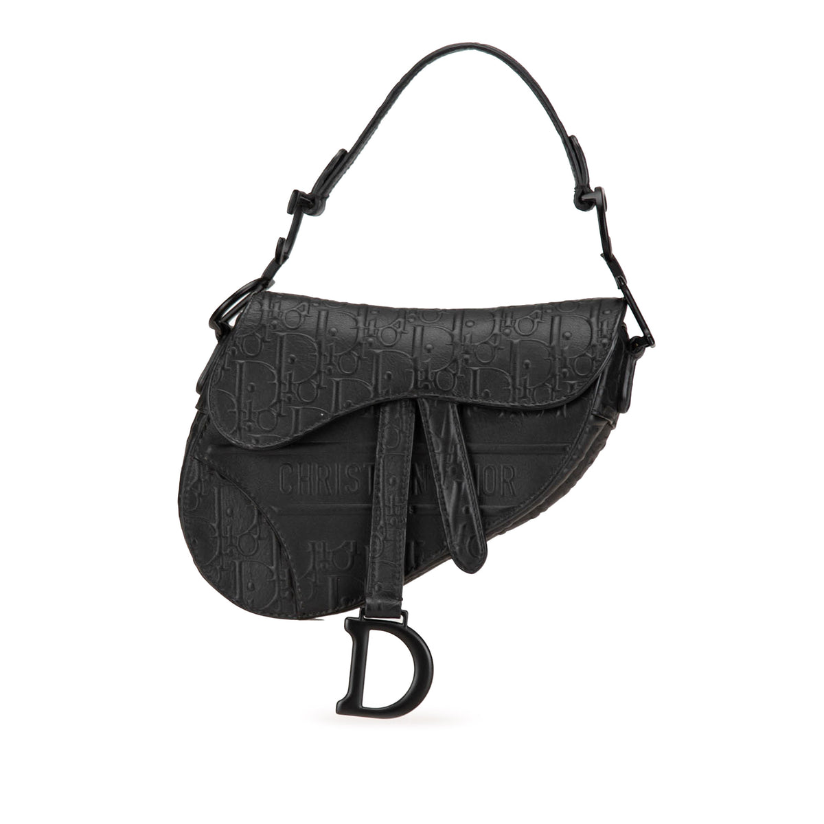 Mini Embossed Calfskin Oblique Saddle Bag