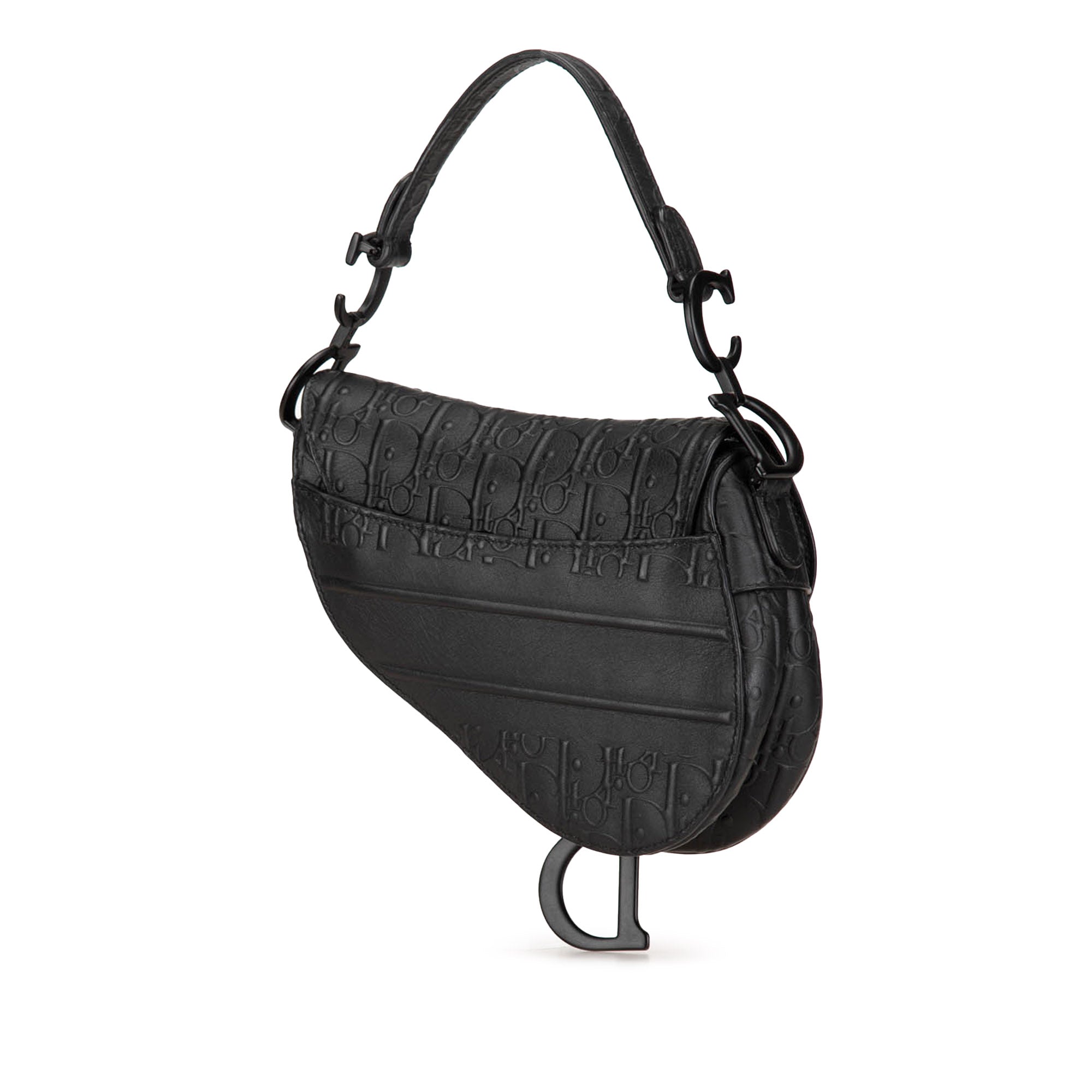 Mini Embossed Calfskin Oblique Saddle Bag