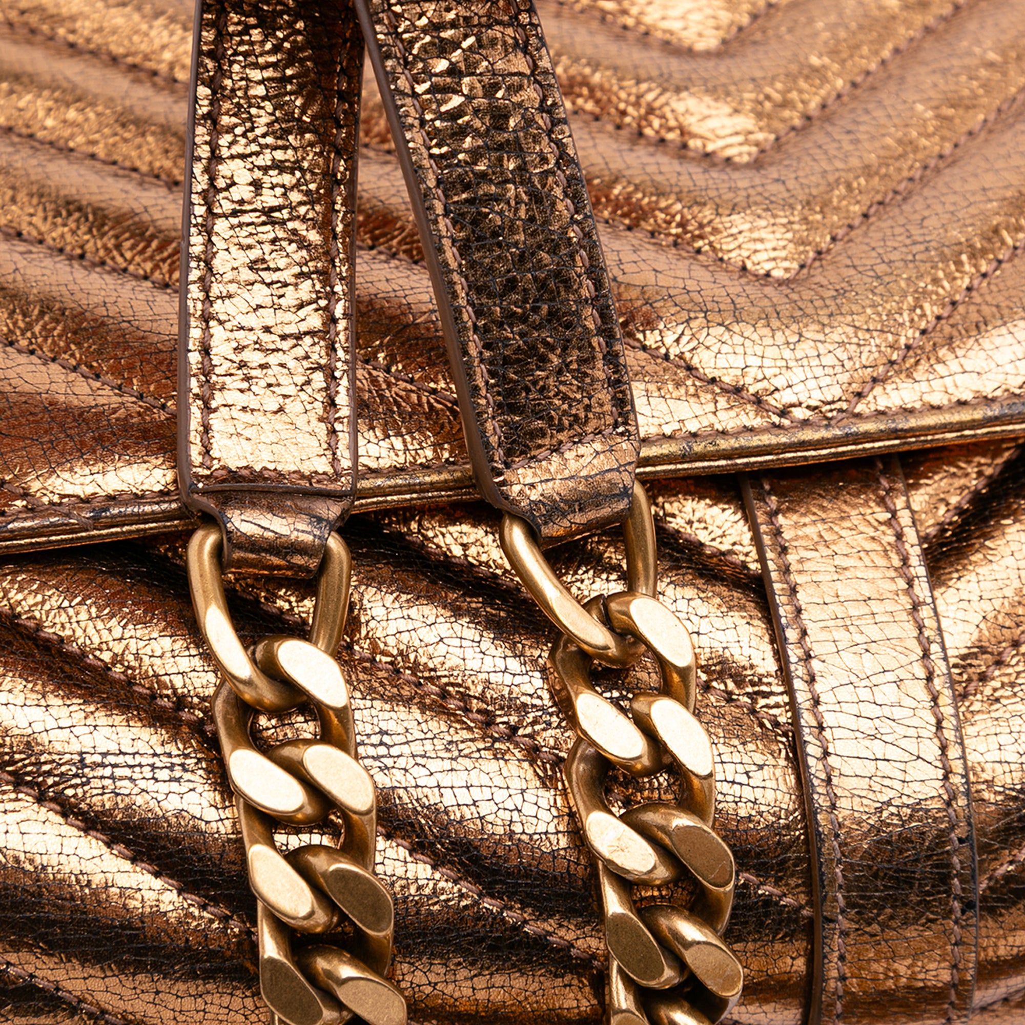 Medium Metallic Calfskin Chevron Monogram College Bag