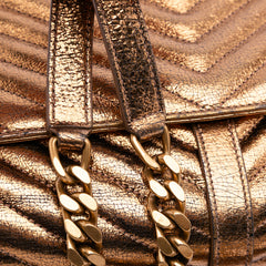 Medium Metallic Calfskin Chevron Monogram College Bag