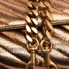 Medium Metallic Calfskin Chevron Monogram College Bag
