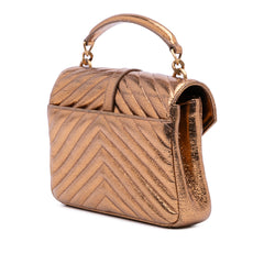 Medium Metallic Calfskin Chevron Monogram College Bag