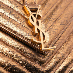 Medium Metallic Calfskin Chevron Monogram College Bag