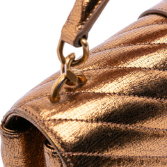 Medium Metallic Calfskin Chevron Monogram College Bag