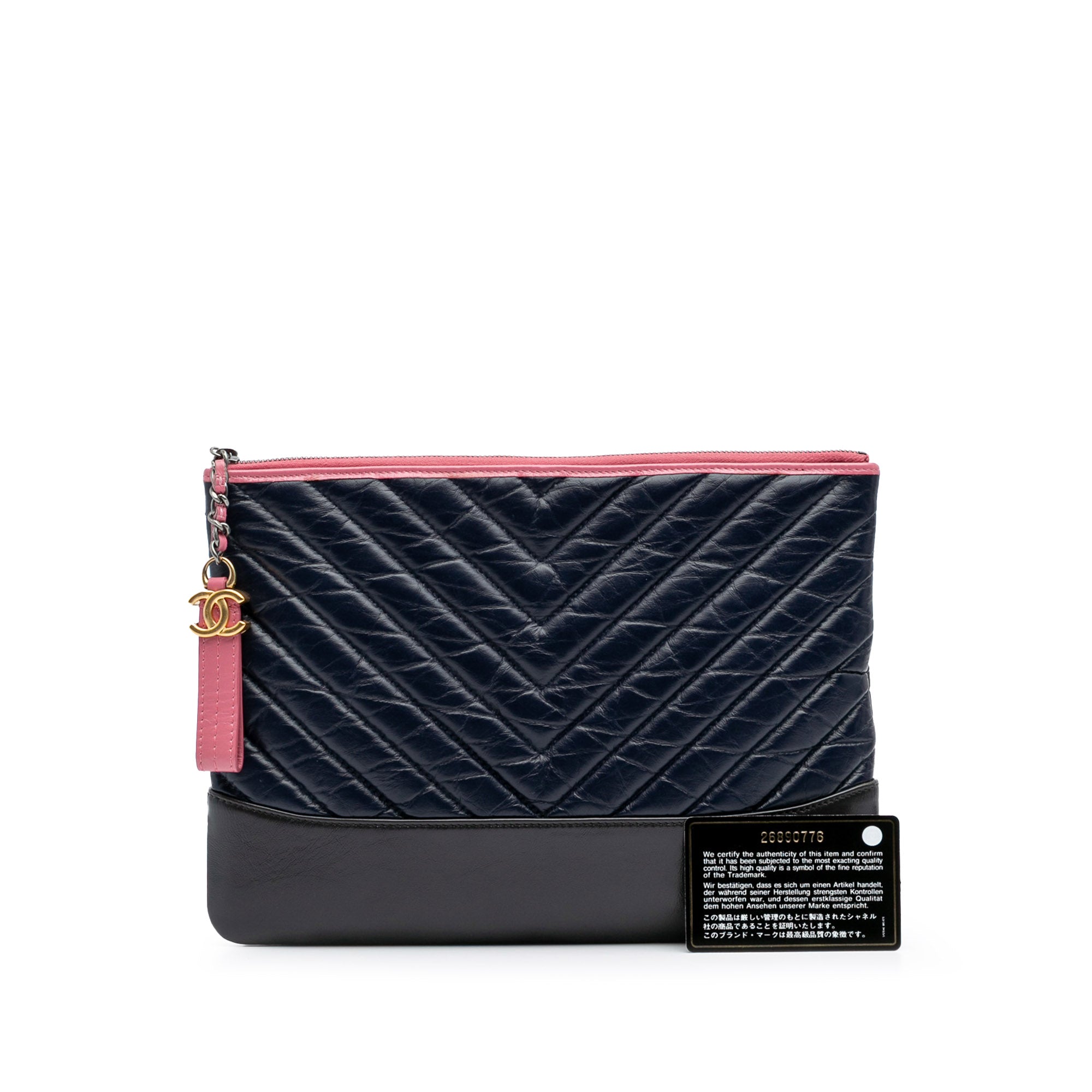 Medium Chevron Aged Calfskin Gabrielle Cosmetic Clutch