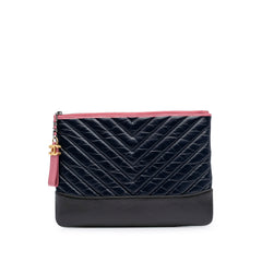 Medium Chevron Aged Calfskin Gabrielle Cosmetic Clutch