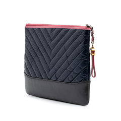 Medium Chevron Aged Calfskin Gabrielle Cosmetic Clutch