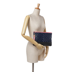 Medium Chevron Aged Calfskin Gabrielle Cosmetic Clutch