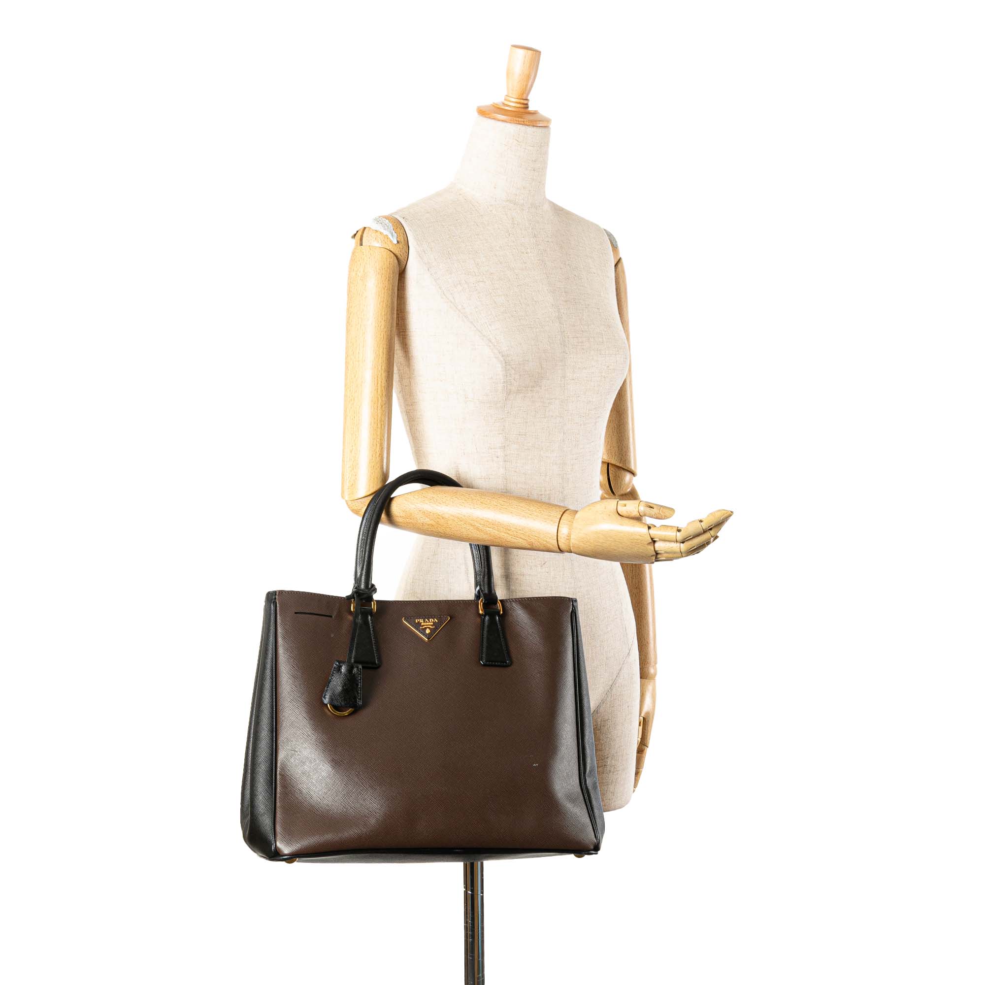 Medium Bicolor Saffiano Lux Galleria Satchel