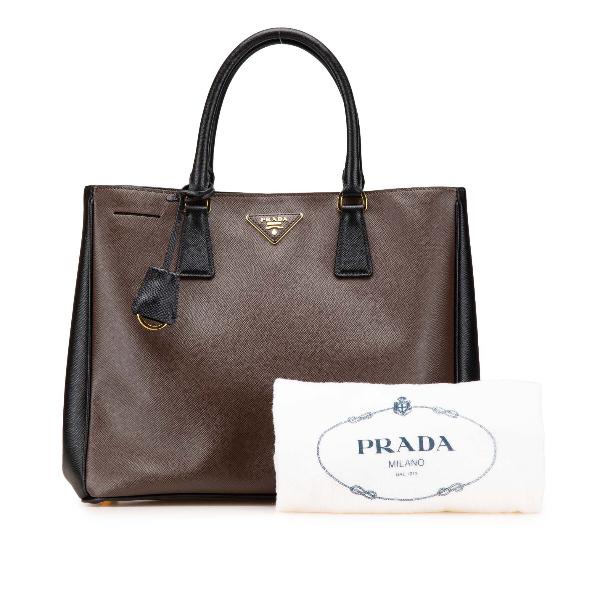 Medium Bicolor Saffiano Lux Galleria Satchel