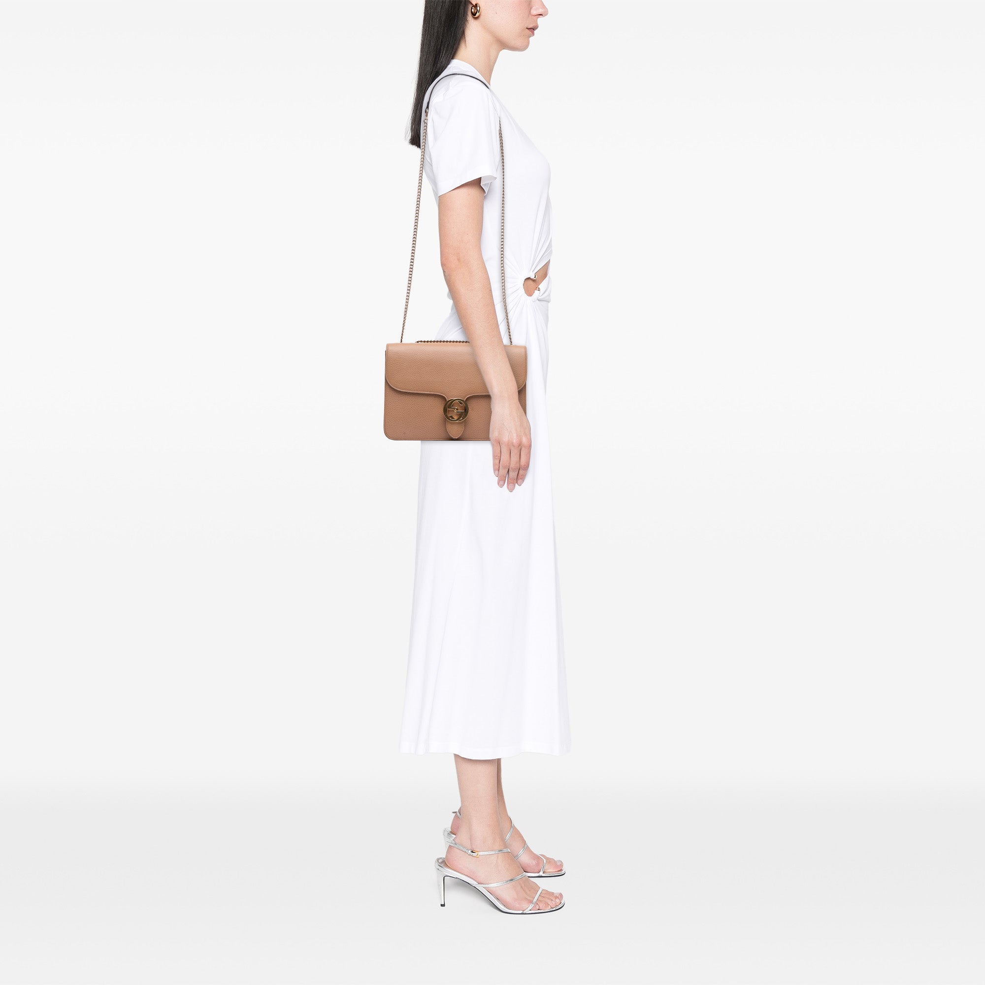 Medium Dollar Calfskin Interlocking G Crossbody