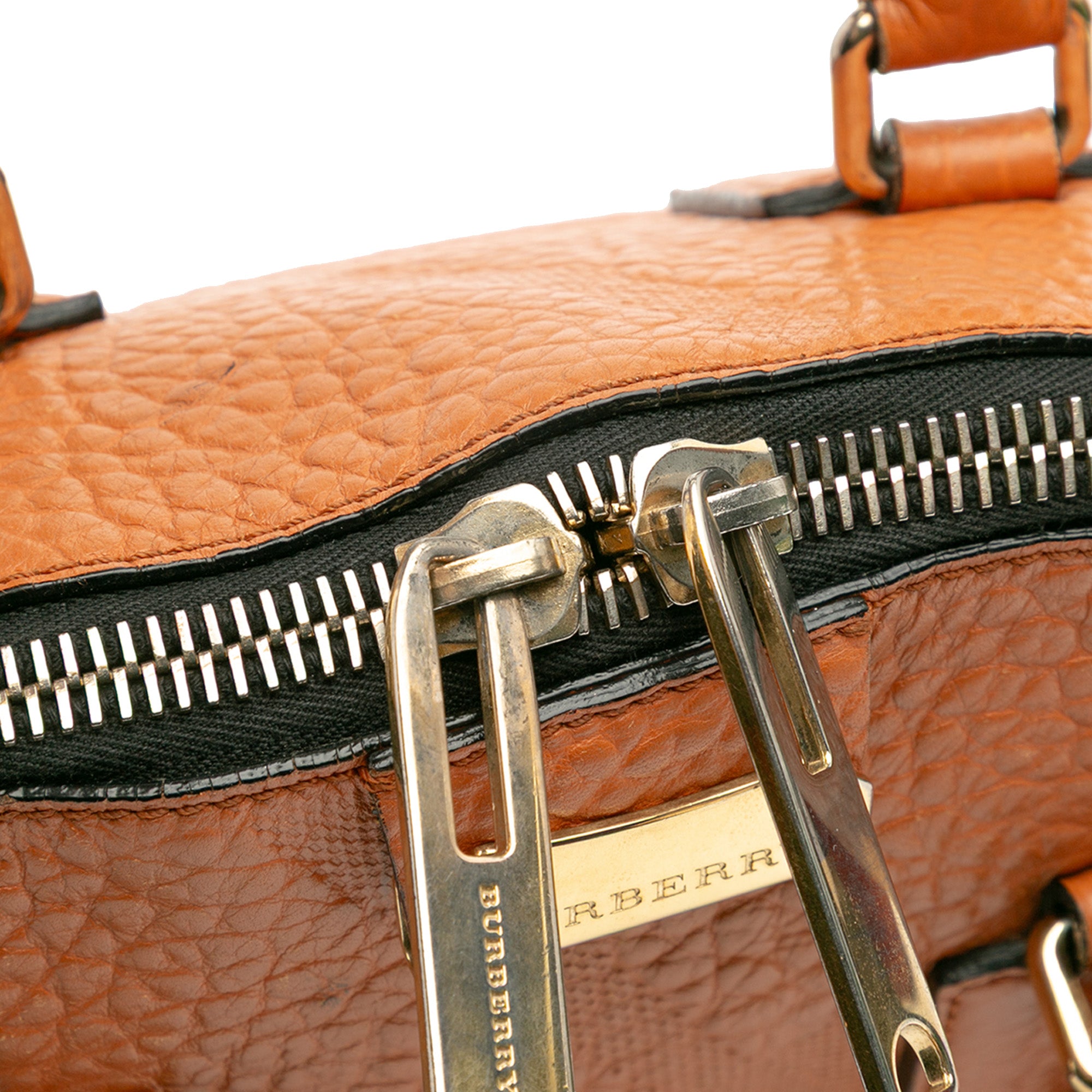 Small Heritage Grain Check Embossed Leather Orchard Bowling Bag