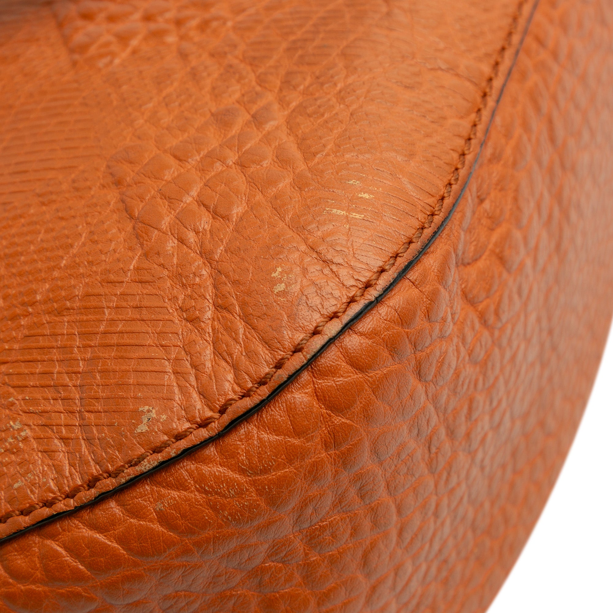 Small Heritage Grain Check Embossed Leather Orchard Bowling Bag