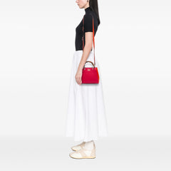 Small Bicolor Calfskin Bamboo Shopper Satchel
