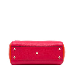 Small Bicolor Calfskin Bamboo Shopper Satchel