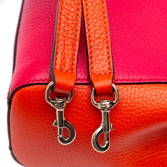 Small Bicolor Calfskin Bamboo Shopper Satchel