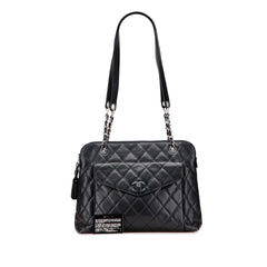 CC Quilted Caviar Front Pocket Shoulder Bag