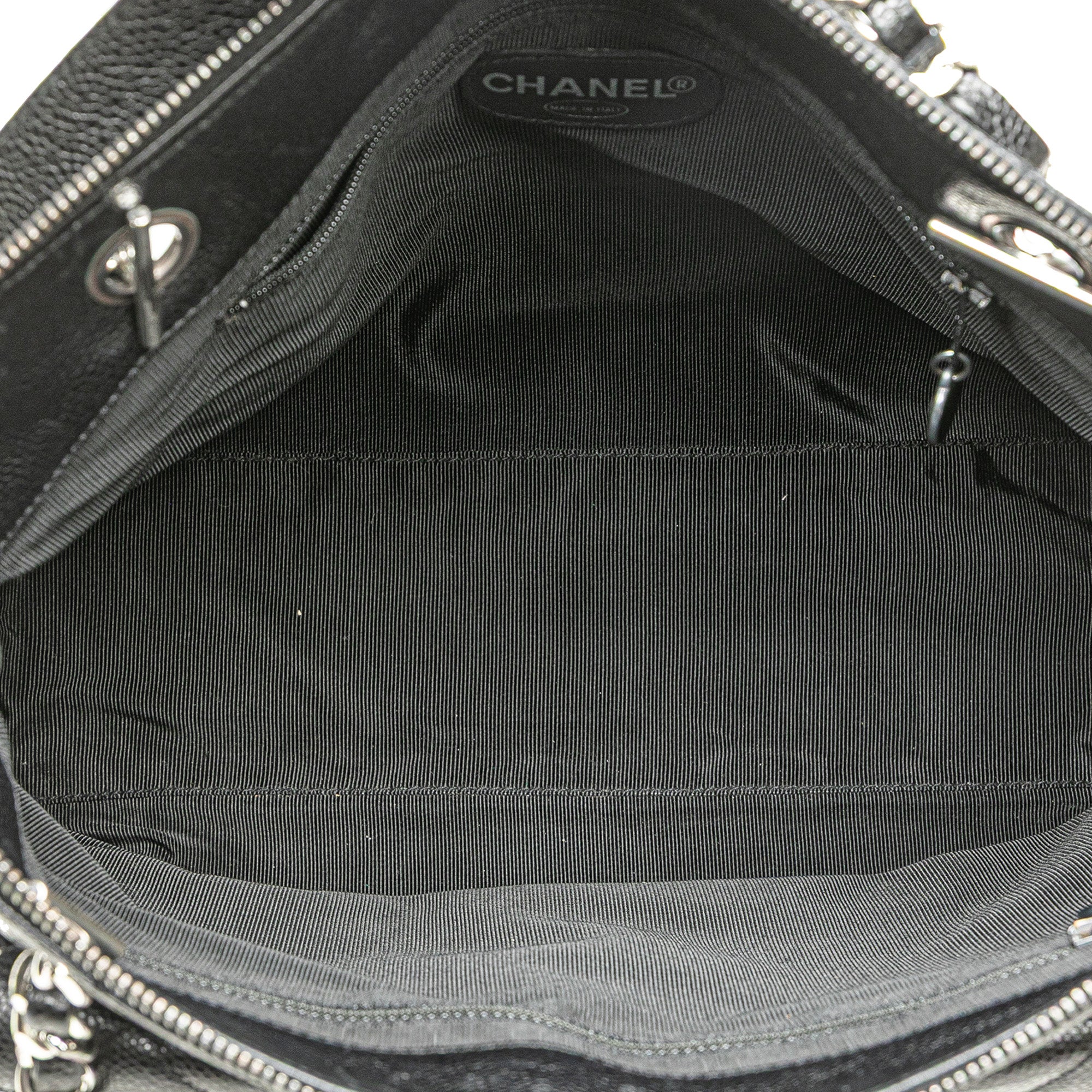 CC Quilted Caviar Front Pocket Shoulder Bag