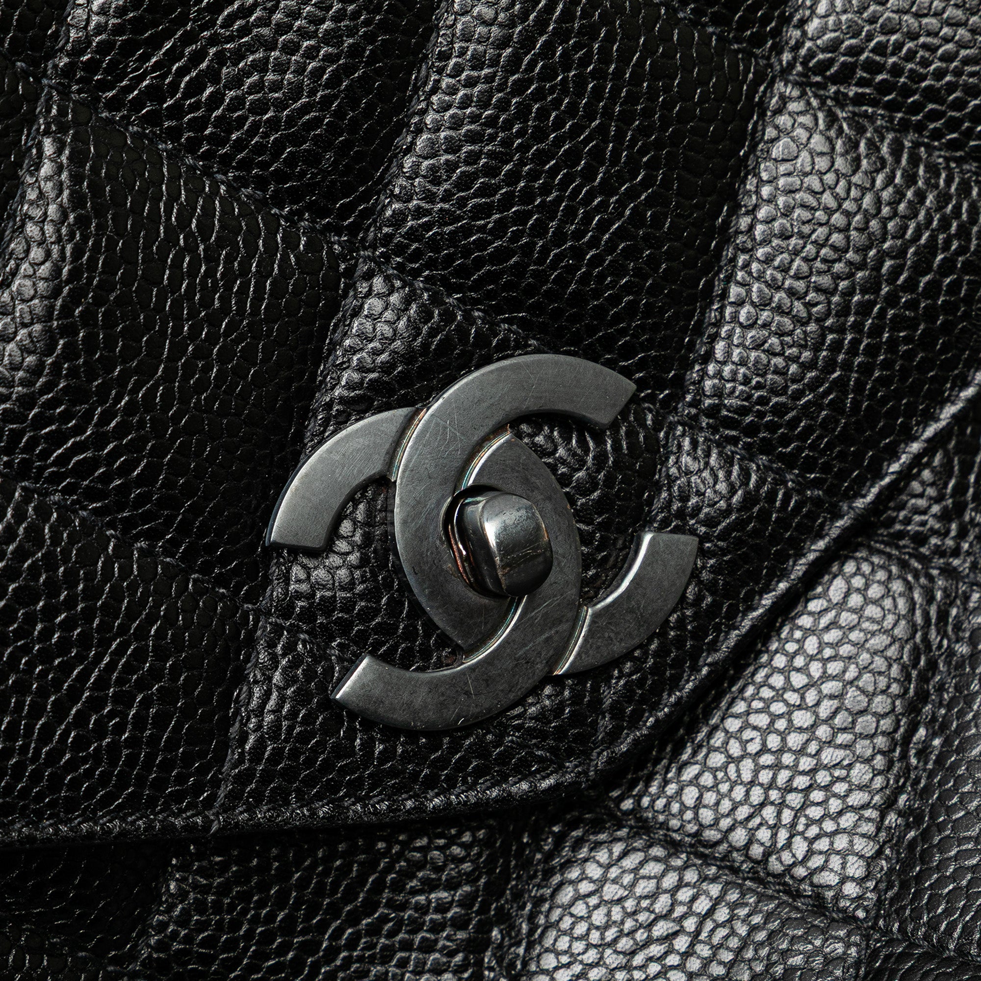 CC Quilted Caviar Front Pocket Shoulder Bag