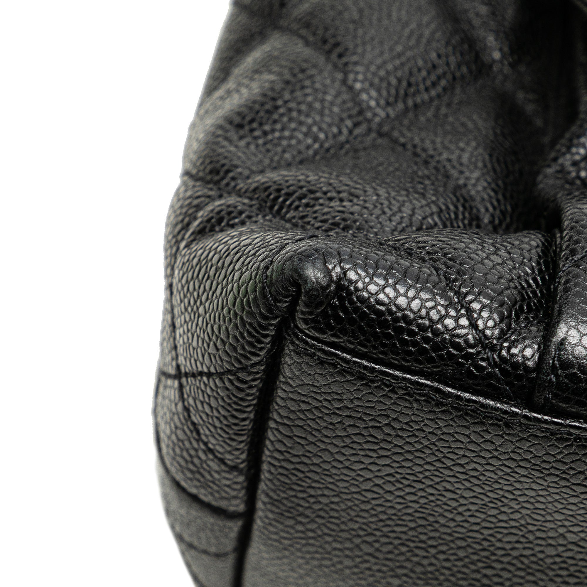 CC Quilted Caviar Front Pocket Shoulder Bag