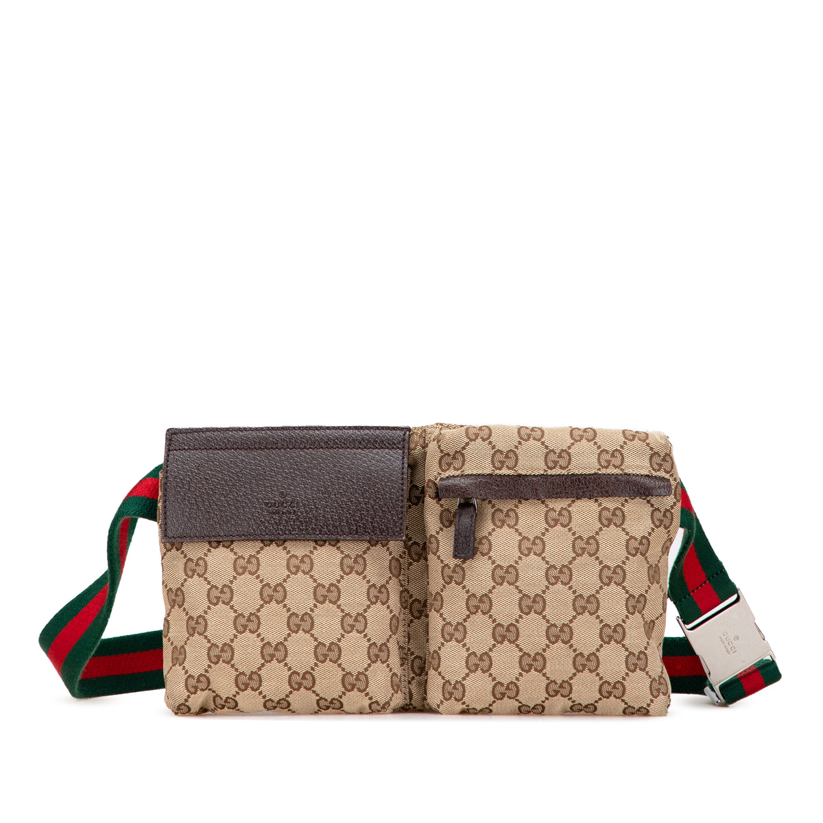 GG Canvas Web Double Pocket Belt Bag