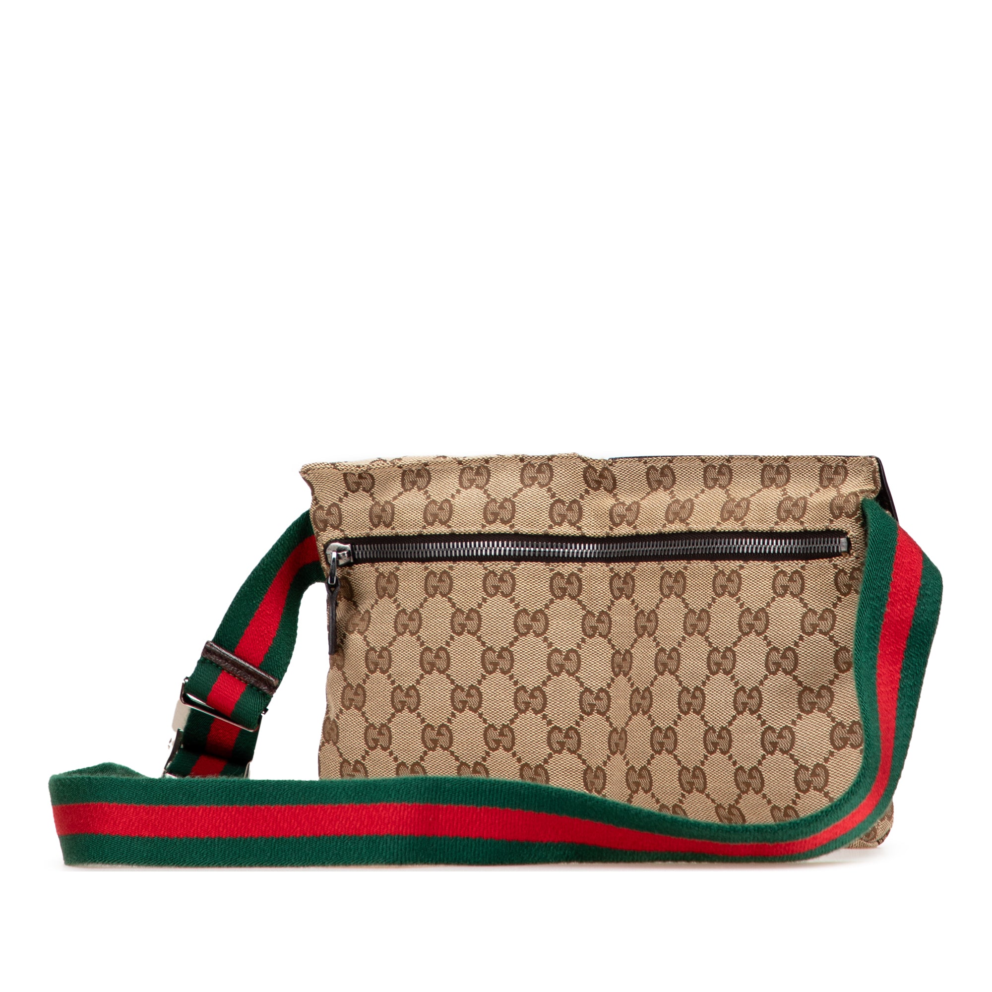 GG Canvas Web Double Pocket Belt Bag